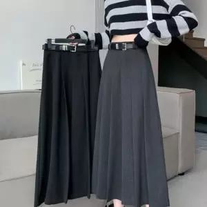 핀턱 플리츠 데일리 학생 롱 스커트치마 겨울 패션 여성 데이트룩
