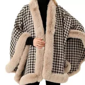 모브 빅사이즈 체크 숄 가디건(2Color) 겨울 여성 캐시미어 털가디건 롱가디건 니트