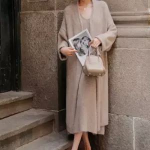 LN 니트 원피스 가디건 세트 가을 겨울 롱원피스 골지 나시 투피스 치마여자 고급 모직