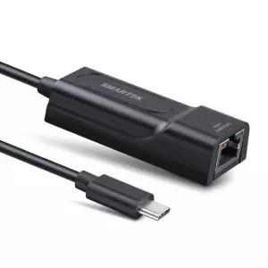 스마텍 C타입 랜포트 ST-LP100 컴팩트사이즈 MDIX감지C멀티허브 스위치 스위칭 USB 초고속 네트워크 확장