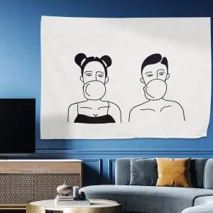 대형 패브릭 포스터 커플풍선껌 L그림 감성 인테리어가리개 바란스 커튼 커텐 천포스터