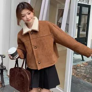 여성 겨울 외출 아우터 퍼 카라 포근한 안감 짧은 크롭 스타일 코트 재킷자켓 여자여름 여름아 린넨 반팔