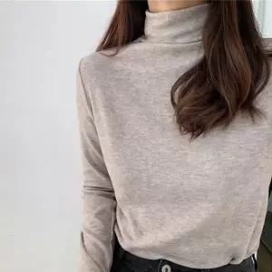 반목 폴라티 목폴라 스판 면 맨투맨 반팔 티셔츠 티