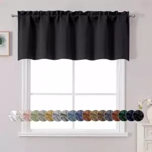 창문용 치호메닉 블랙 밸런스 침실/거실용 블랙아웃 작은 주방 커튼 막대 포켓 프라이버시 숏 윈도우 처리