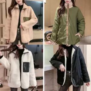 여자정장마이 하프자켓 뽀글이 양털 양면점퍼 루즈핏 패션 캐주얼룩