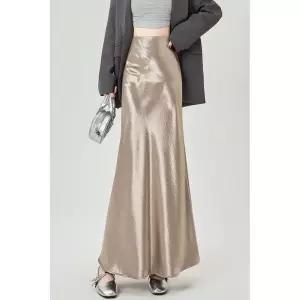 여성 스커트 봄 새틴 머메이드 하이웨스트 A라인 힙 원픽1