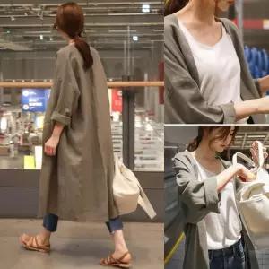 MFNC030040-레이디 롱 루즈 코트 재킷롤업자켓 데이트룩 주말코디 여름 가을 여성 린넨