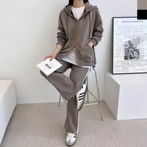 여자 빅사이즈 오버핏 후드 집업 트랙 팬츠 세트트레이닝 상하 일자바지 와이드 커플 오버 투웨이