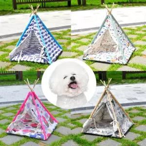 인디언 애견텐트 소형 펫 하우스 숨숨집 텐트 강아지 고양이 방석 애묘 쿠션