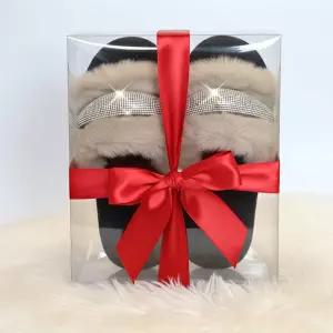 루미에르 큐빅 퍼 슬리 실내화 검정 케이스(리본X)슬리퍼 여성 겨울슬리 페이크 보석슬리 발편한슬리 따뜻