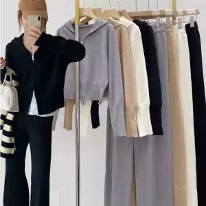 여성 니트 후드 집업 팬츠 세트 데일리상하 겨울 따뜻한 홈웨어 운동복 공용 편한 스웨트트레이닝 캐주얼