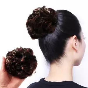 올림 머리 곱창 가발 밴드 8p 블랙 + 브라운 똥당고머리부분