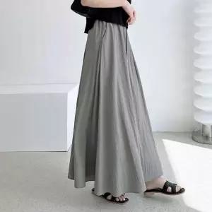 여성용 주름치마 플레어 맥시롱 스커트 허리밴딩셔링 플라워 린넨 밴딩 레이스 도트 체크 쉬폰 머메이드 플