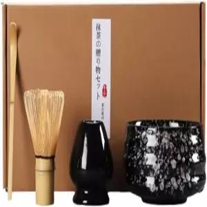 히아쿠혼 타츠 티 위스키 세트 4종 스탠드 스쿱 말차 볼 다도 도구 휴식 포인팅 초보자를 위한 D