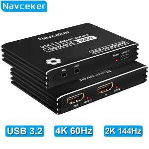 [호환품]Navceker HDMI 비디오 캡처 카드 USB C 3.2 그래버 라이브 스트리밍 PS5 Xbox 스위치 카메라용 게