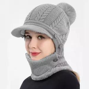 니트 넥워머 방울 챙모자(그레이) (여성용) 방한용품 겨울 악세사리 패선소품 패션 계절