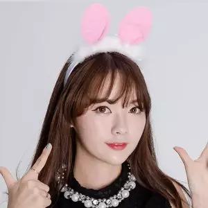 TBZ 축제장식소품 깃털토끼 파티머리띠 파티헤어밴드