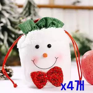 TBZ 크리스마스 파티장식 눈사람 선물주머니 x4개