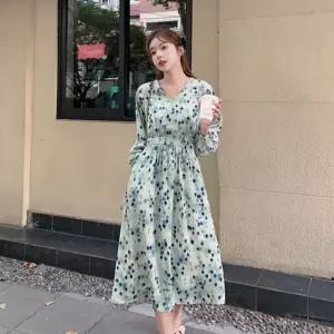 루즈핏원피스 랩원피스 여리여리 다이아패턴 롱쉬폰원피스 꽃원피스 프릴 무늬 원피스 리본 브이넥 쉬폰