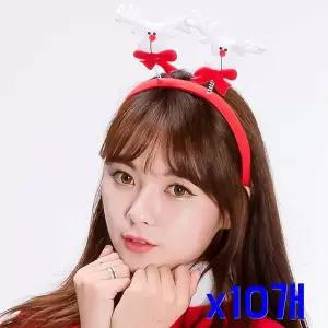 TBZ 크리스마스파티 루돌프인형 헤어장식 머리띠 x10개