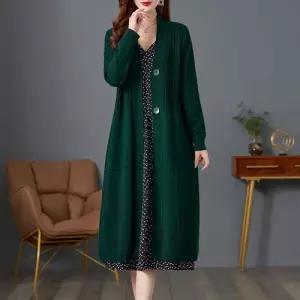 빛채운 롱 하프 니트 빈티지 아우터 가디건 스웨터 봄가을 코트 여성가디건 OPH3