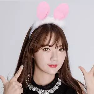 TBZ 축제장식소품 깃털토끼 파티머리띠 파티헤어밴드