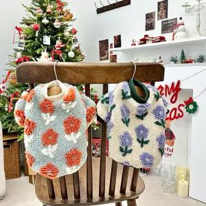 강아지 반려동물 코코 플라워 덤블 티셔츠 외출복애견겨울옷 산책 뽀글이 뽀이