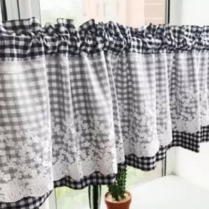 레이스 주방 하프 반커텐 바란스 체크 커튼미니 부엌 공간분리 가리개 가림막 발란스 창문 창커튼