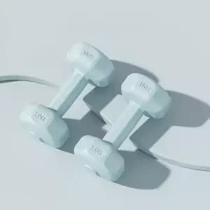 바디필 컬러 육각 덤벨 아령 2개세트(1kg) (블루) 헬스 홈트