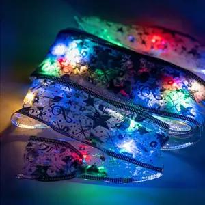 크리스마스 LED 리본 장식 단품 (리본 무지개)파티 파티용 조명 트리 꾸미기