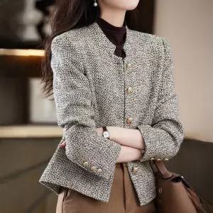 니모퀄트 트위드 자켓 하객룩 재킷 중년 가을 슬림 여성 겨울 엄마 아우터 긴팔 봄 숏 K2310스웨이드 코디