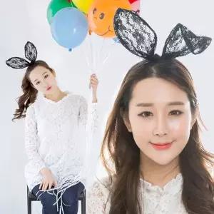 TBZ 블랙레이스 파티장식 토끼머리띠 생일행사 생일파티