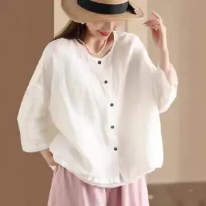손오공 데일리룩 솔리드 셔츠 싱글 위에 카디건 루즈핏롱 리넨 상의 여친 봄 빈티지 캐주얼 KUK1