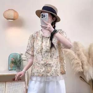 손오공 여자 봄 소매 데일리룩 단추 가디건 끈 셔츠 라운드 스트링 기본 자수 루즈핏롱 5부 KUK1