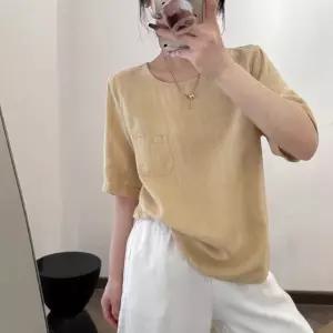 손오공 여성용 니트 빈티지 봄 캐주얼 라운드 셔츠 루즈핏롱 마 포켓 맨투맨 데일리룩 5부 KUK1