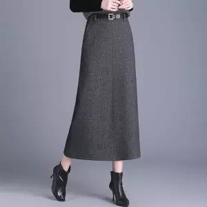 손오공 여친 치마 롱 모직 데일리룩 정장 슬릿 A라인 KUK1