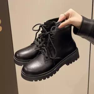 빅사이즈 여성 워커 통굽 레이스업 지퍼 레더 키높이 신발 여자 높이 캐주얼 부츠 남자 로퍼 전술화 발편한