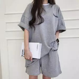 여성 캐주얼 반팔셋업 여름의류 로고 데일리 패션의류 2컬러