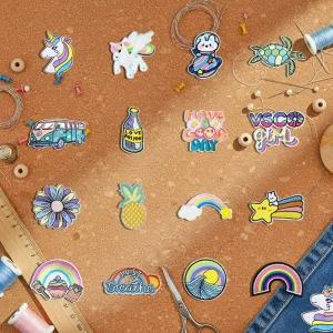 패브릭전용 열부착패치 POP(P) 16개세트 G다리미 옷패치 에코백 리폼 DIY 캐릭터 귀여운와펜 꾸미기 접착