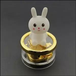고급 원형 오르골(토끼)-5곡 중 선택 장식 인테리어 뮤직박스 선물용 도구