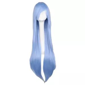 하늘색 긴머리 가발파란색 캐릭터 백인 화려한 코스프레 소품 스티커사진 외국인 은색