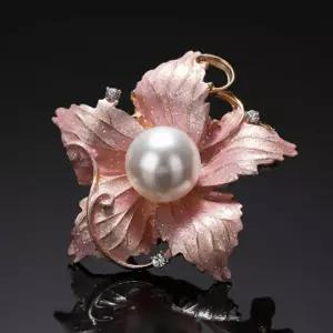 진주 골드도금 럭셔리목걸이겸용 여성패션 핑크