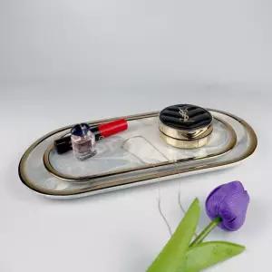 고급 세라믹 소품 트레이 정리대 진열대 골드 대형쥬얼리 수납함 선반 립스틱정리함 네일 향수 리빙 장식품