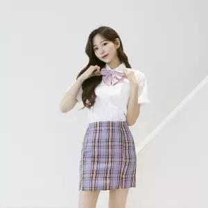 교복몰 H라인 스커트 보라색체크치마 학생 H치마 H스커트