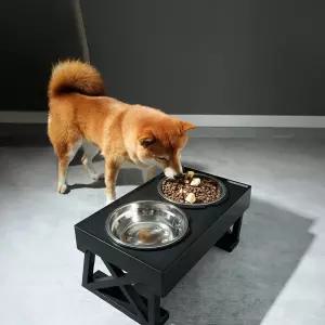 강아지 전견용식기 각도조절 밥그릇 2구물 애견 높이 대형 2구