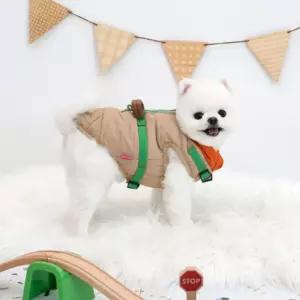 큰 강아지 찍찍이 하네스 3초 패딩 베이지 점퍼 겨울 조끼 경량 아우터 겨울옷 애견 중형견