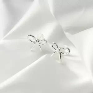 925 은침 귀걸이 리본 로맨틱시크 실버925 백금도금 925이어링