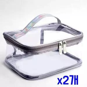 TBZ 투명 다용도 더블지퍼 방수 파우치(실버) x2개