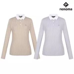 레노마 골프 여성 봄 스트라이프 패턴 카라 긴팔 티셔츠 TYO 5105 CA3752424