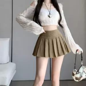 미니 스커트 A라인 치마 가을 코듀로이 데일리 여성 캐주얼 캐주얼룩 데이트 예쁜 솔리드 골프